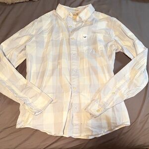 Hollister Men's Cream Checkered Flannel